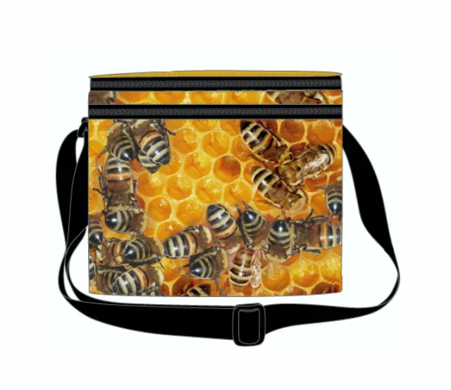 Honey Bees Cooler Bag with Zip Pocket & Strap Aussie Products Drink Holders