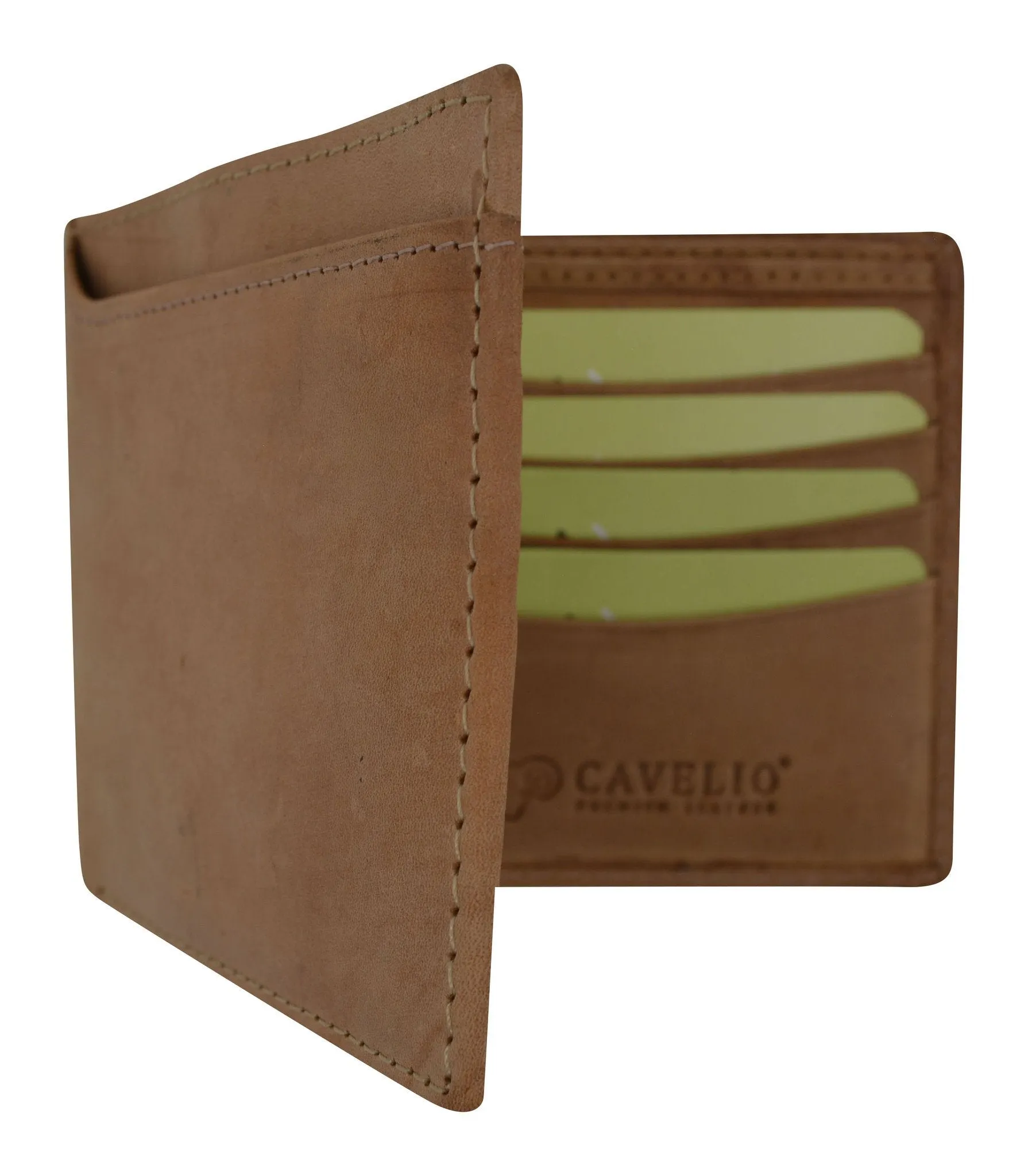 HU534/Cavelio Premium Leather Hunter Vintage Style Bifold Credit Card Holder Wallet witReable ID Card Holder