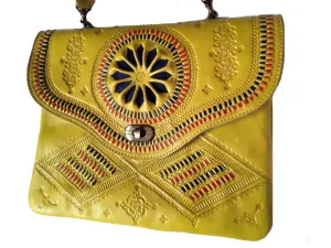 Jeblia - Yellow Leather Clutch Bag - Eye