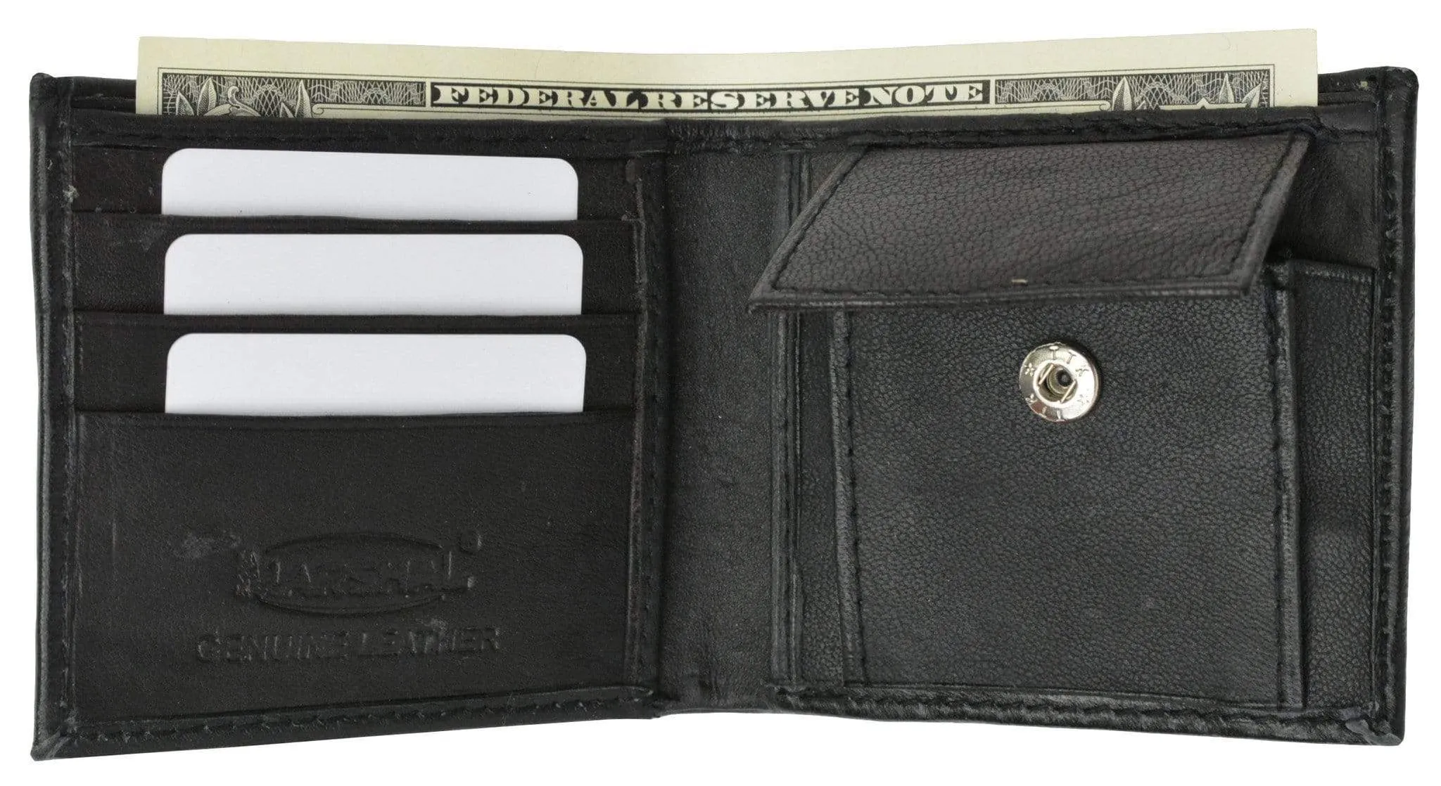 Kid's Leather Bifold Wallet with Coin Pouch and Card Slots 925