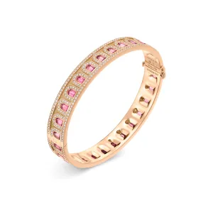 L'Arc Deco Bangle in 18k Rose Gold with DAVIDOR Arch Cut Rubellites and Brilliant Diamonds