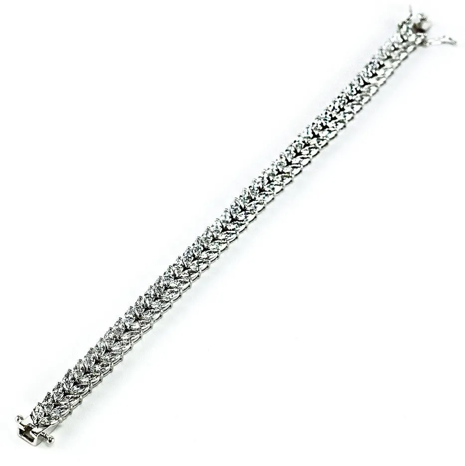 Laurel Petite Cubic Zirconia Leaf Style Bridal Bracelet