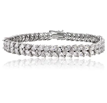 Laurel Petite Cubic Zirconia Leaf Style Bridal Bracelet