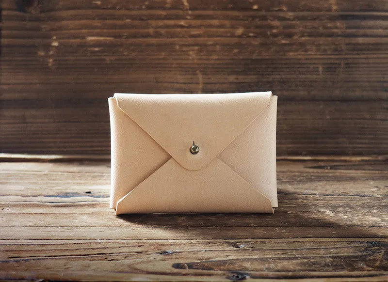 Leather Business Card Holder #Natural Nude