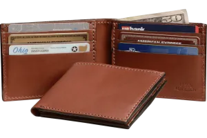 Medium Brown Premium Leather 6 Card Slot Bifold Wallet