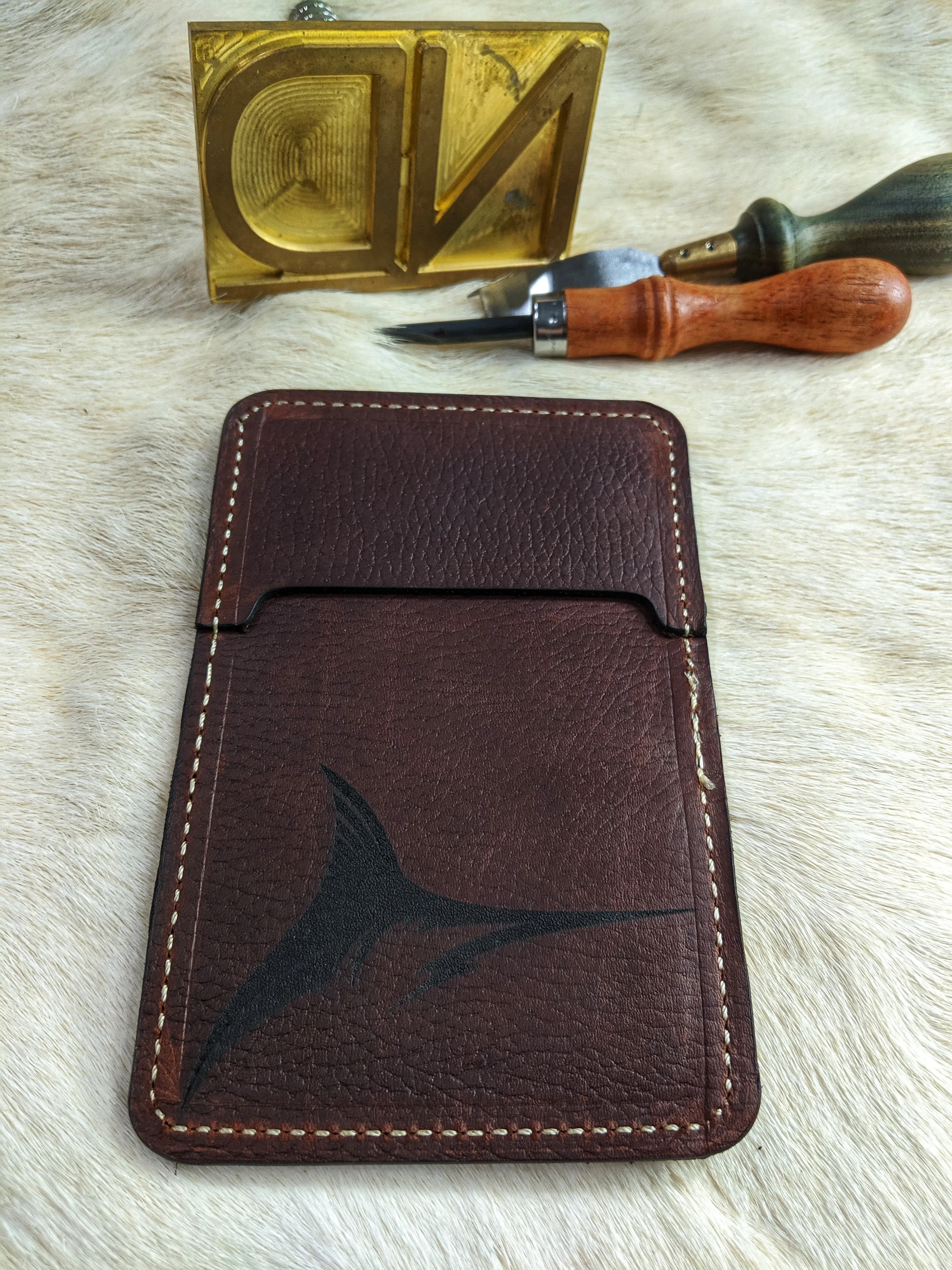 Men's Handmade Billfish Genuine Leather Bi-Fold Wallet