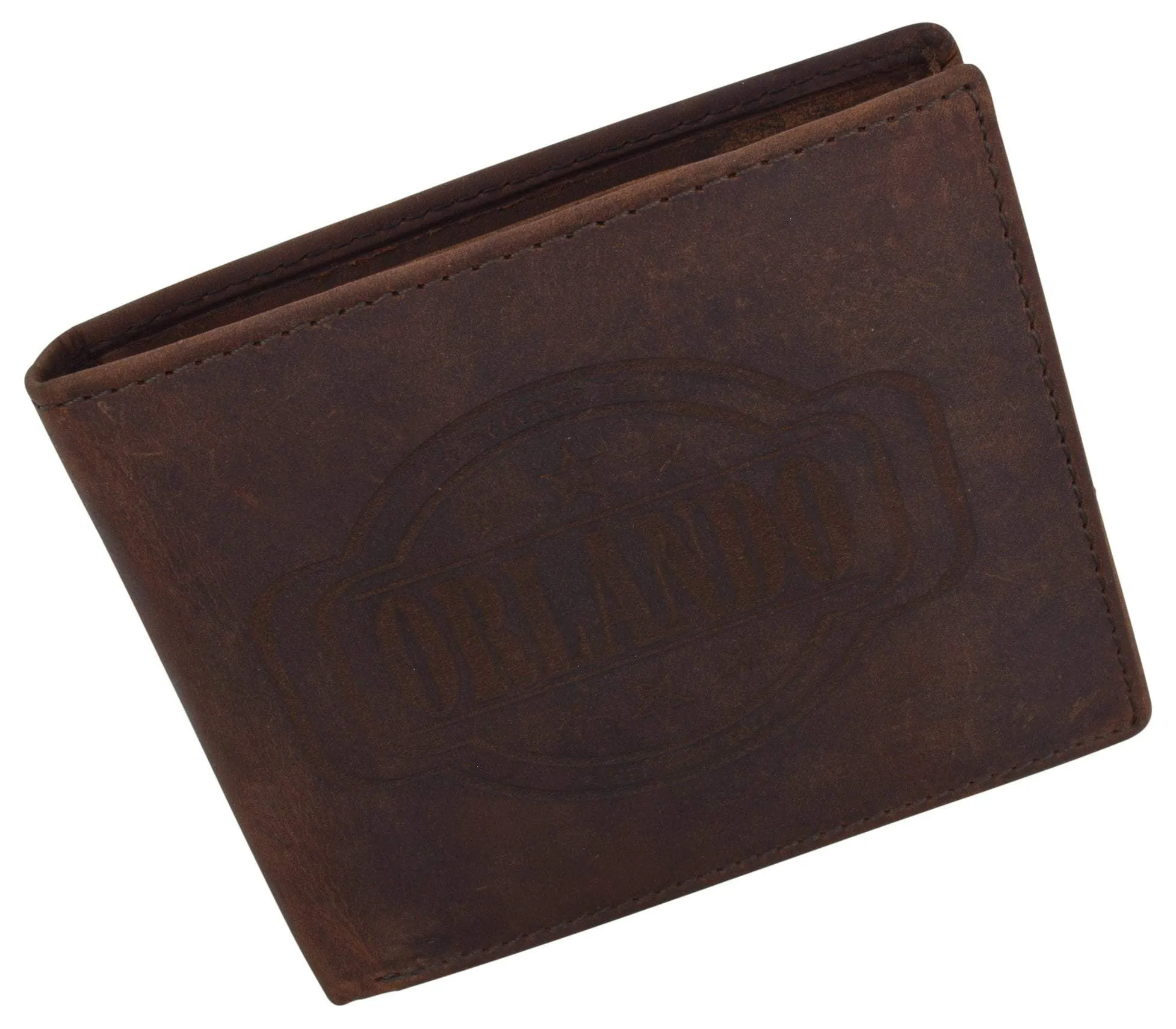 Mens Orlando Printed Logo RFID Cowhide Leather Mens RFID Wallet