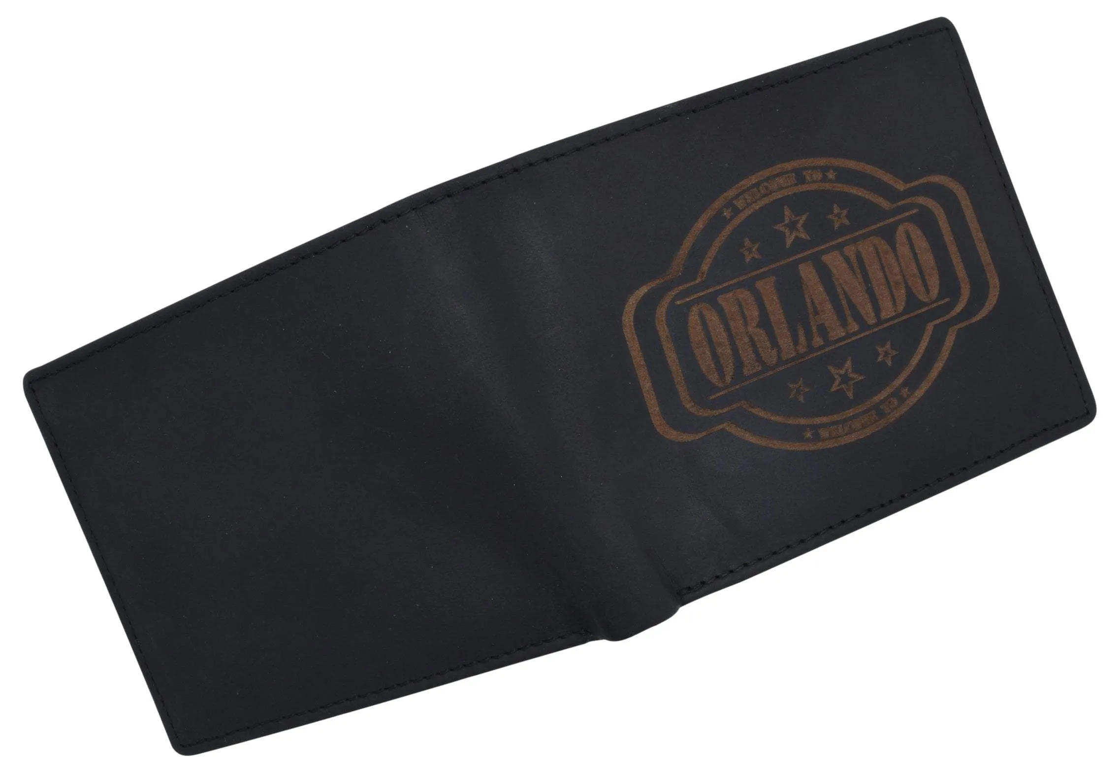 Mens Orlando Printed Logo RFID Cowhide Leather Mens RFID Wallet