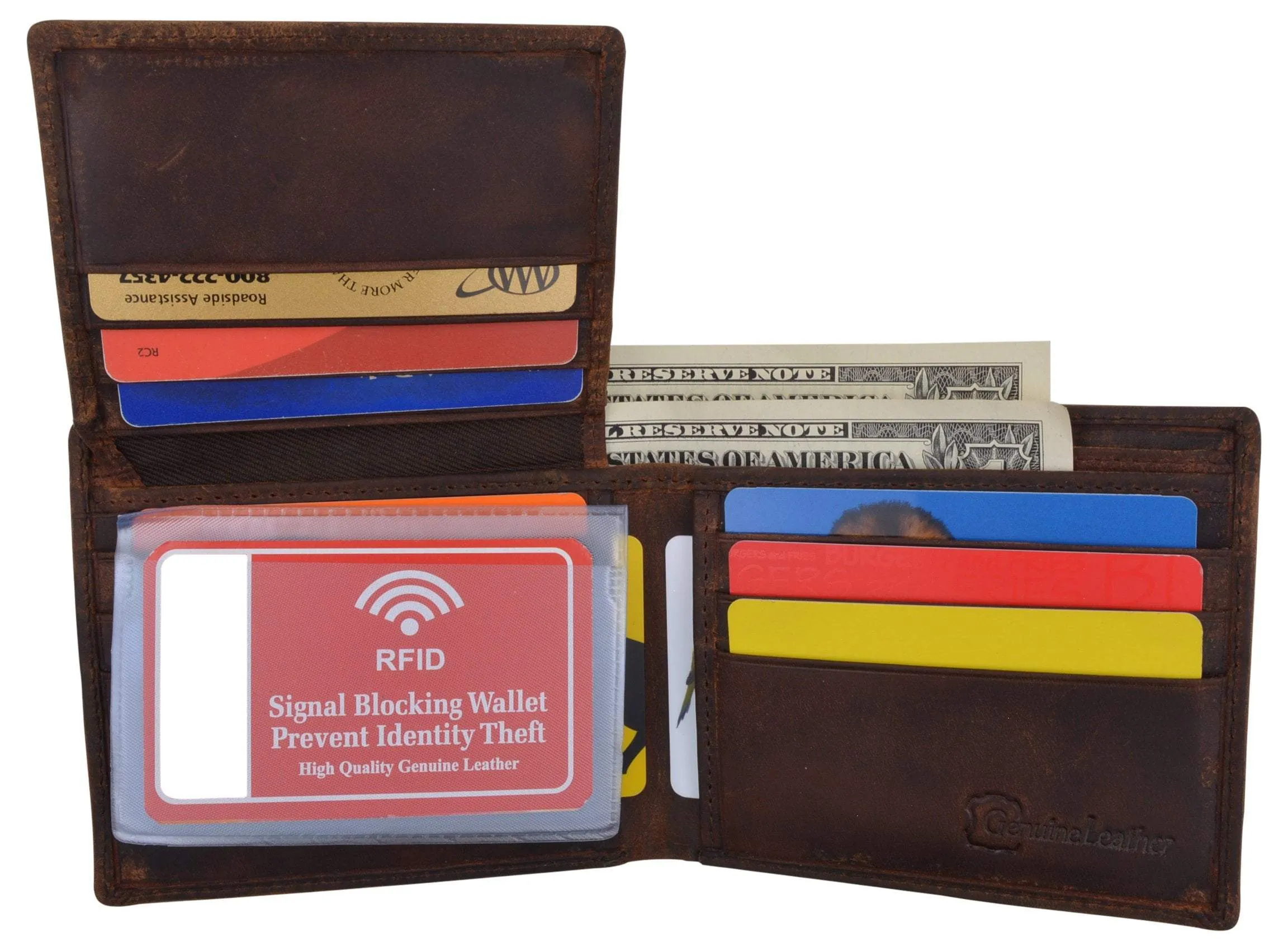 Mens Orlando Printed Logo RFID Cowhide Leather Mens RFID Wallet