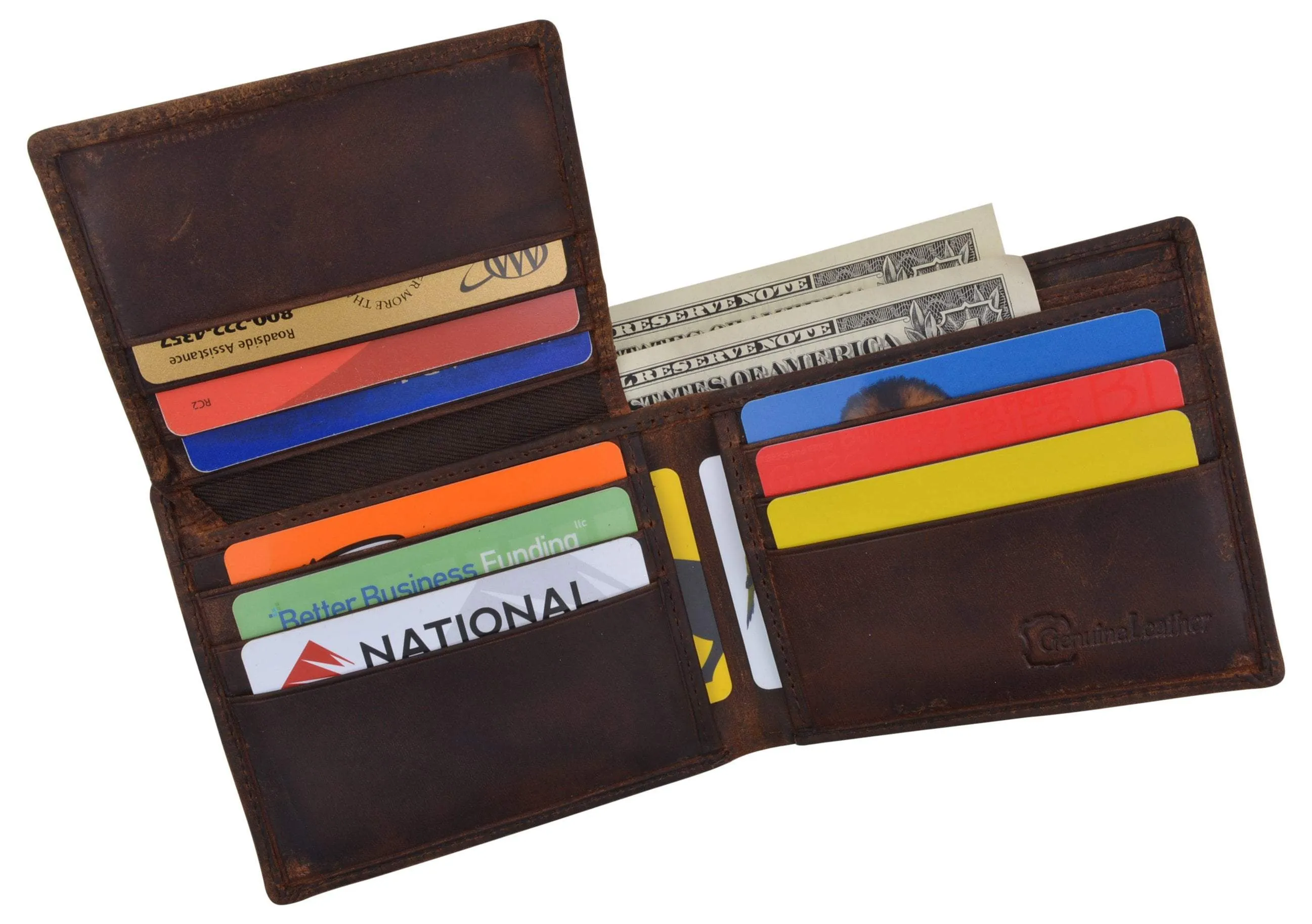 Mens Orlando Printed Logo RFID Cowhide Leather Mens RFID Wallet