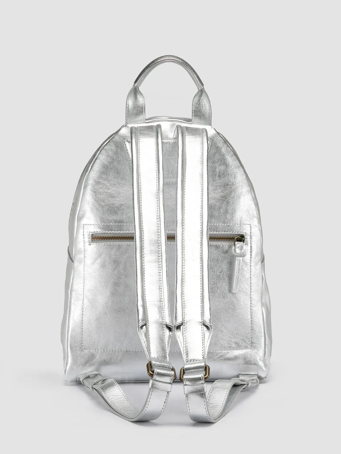 MINI PACK - Silver Leather Backpack