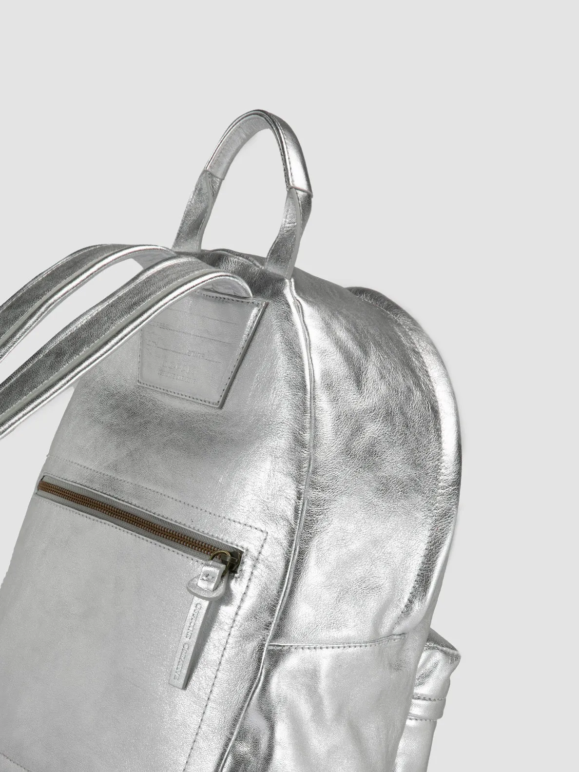 MINI PACK - Silver Leather Backpack