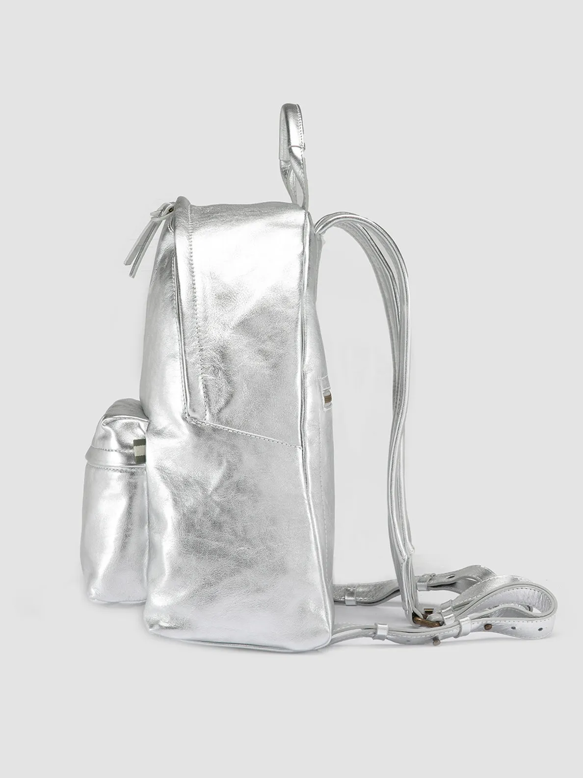 MINI PACK - Silver Leather Backpack