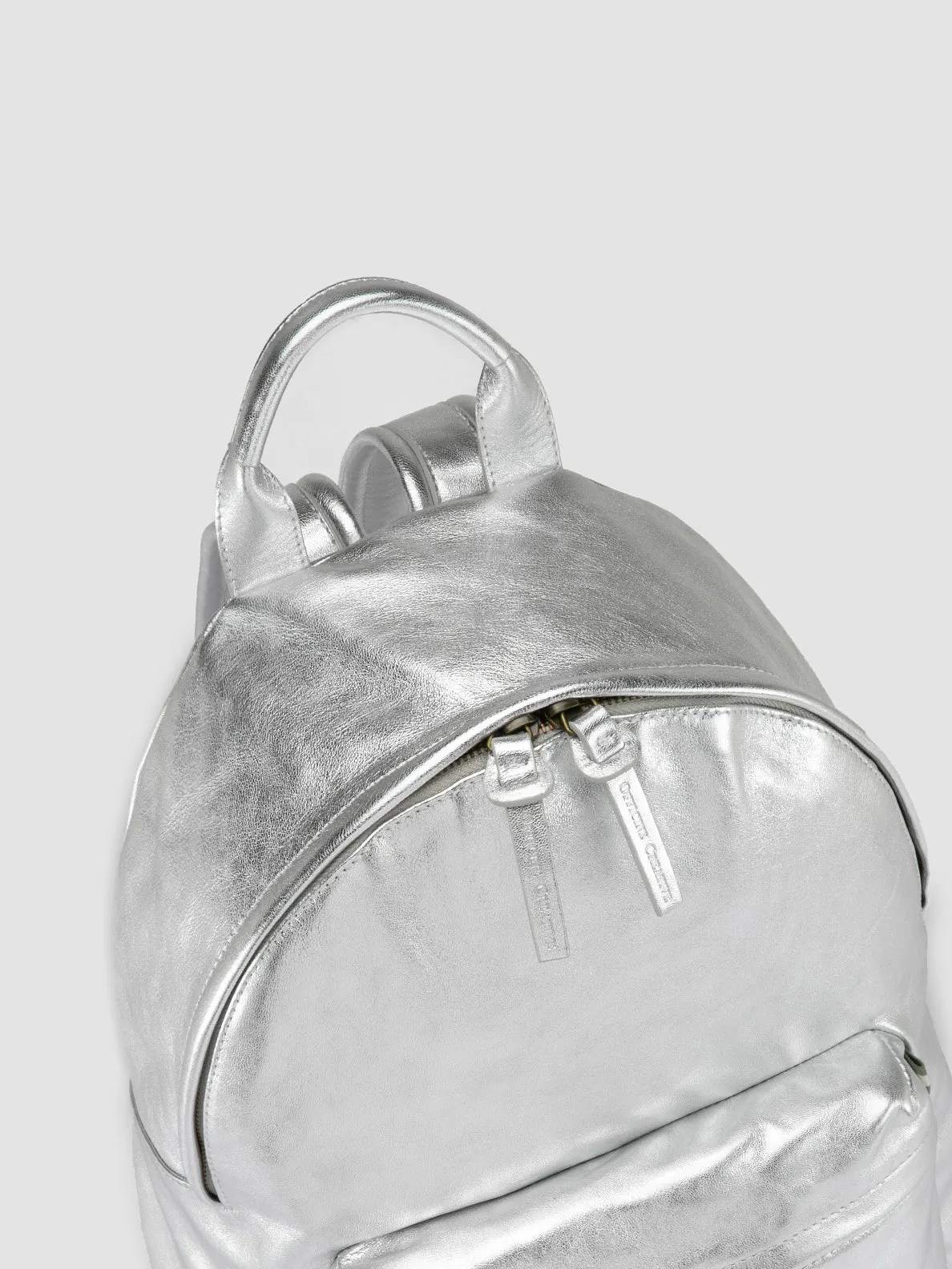 MINI PACK - Silver Leather Backpack