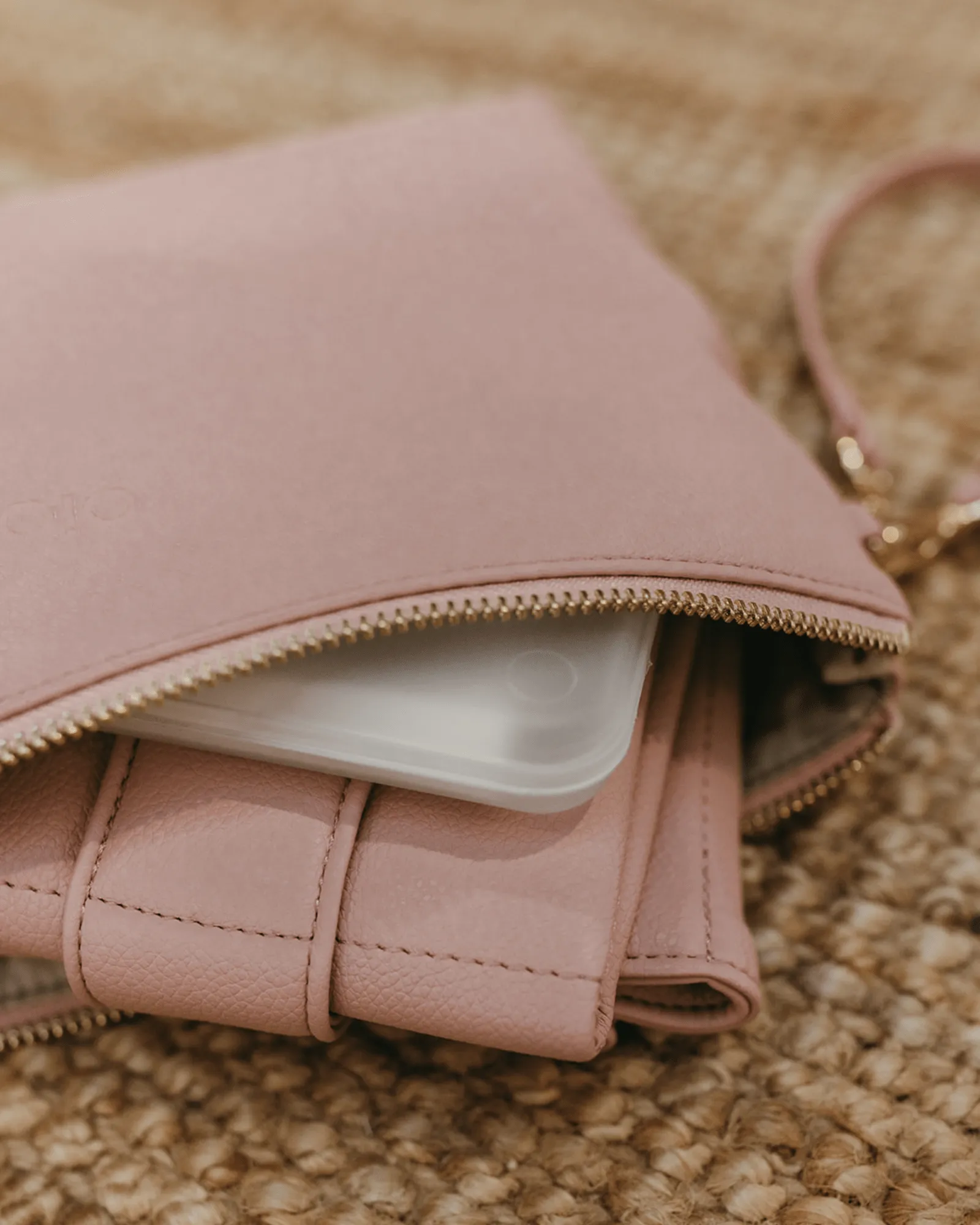 Nappy Changing Pouch - Pink Vegan Leather