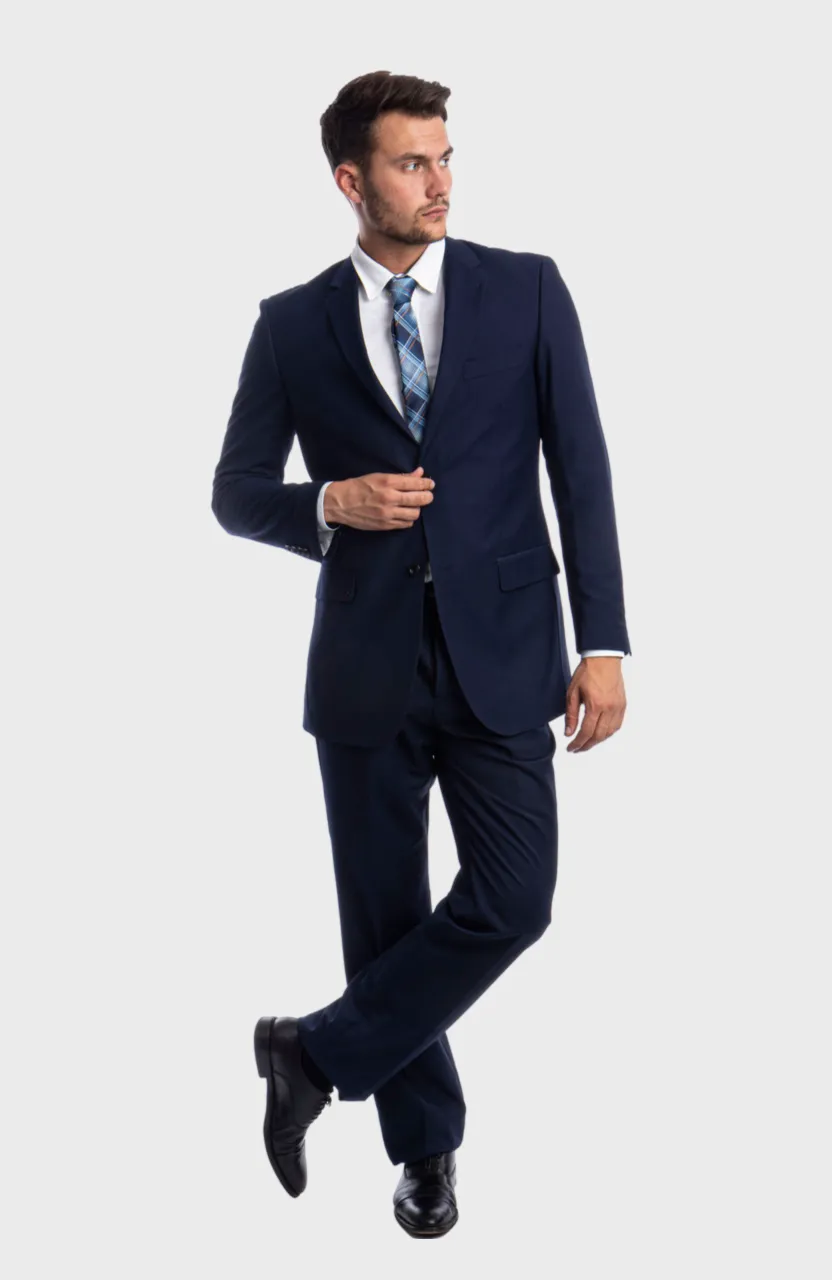 Navy Blue 2 Button Twill Modern Fit Suit