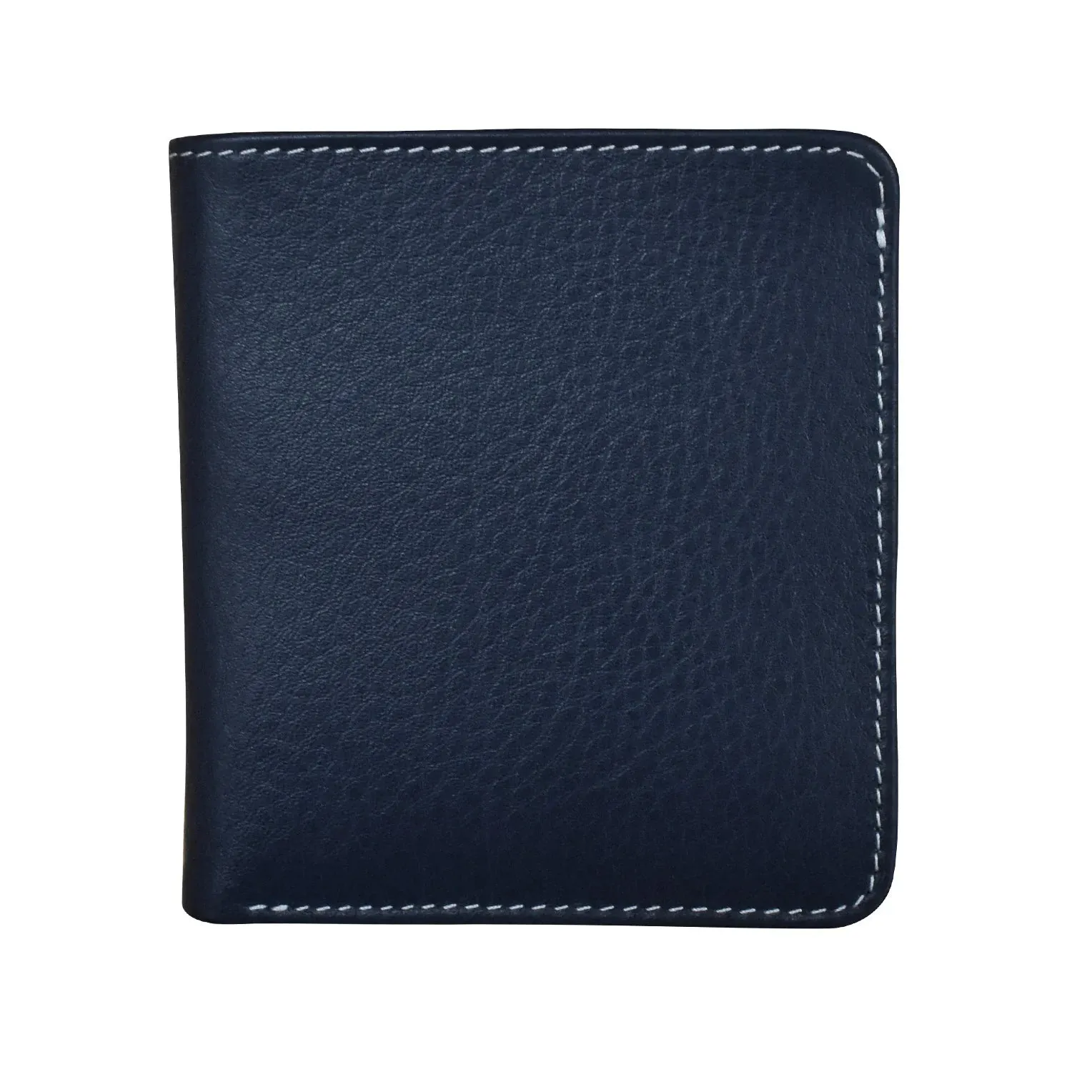 Navy/Chamray-Two Tone Mini Bifold Rfid Leather Wallet