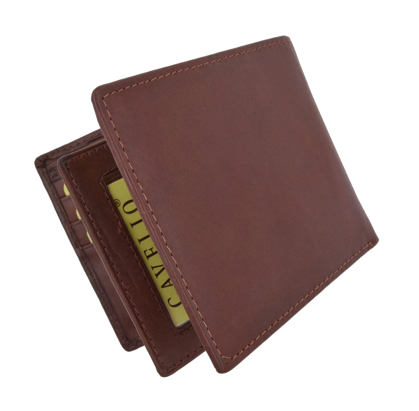 New Cavelio Multi Capacity Middle Flap ID Card Holder Bifold Wallet High Quality Genuine Leather 730052