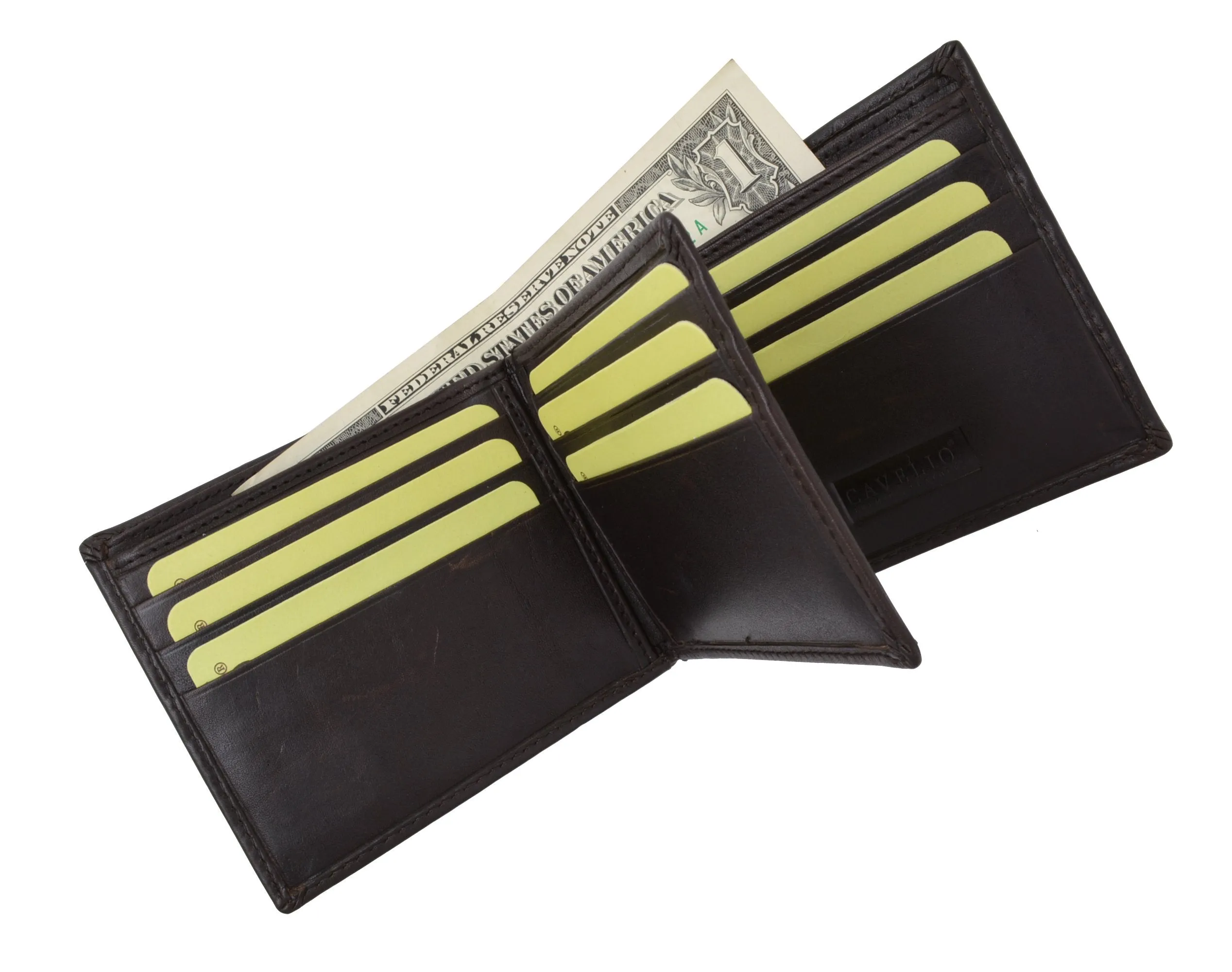 New Cavelio Multi Capacity Middle Flap ID Card Holder Bifold Wallet High Quality Genuine Leather 730052