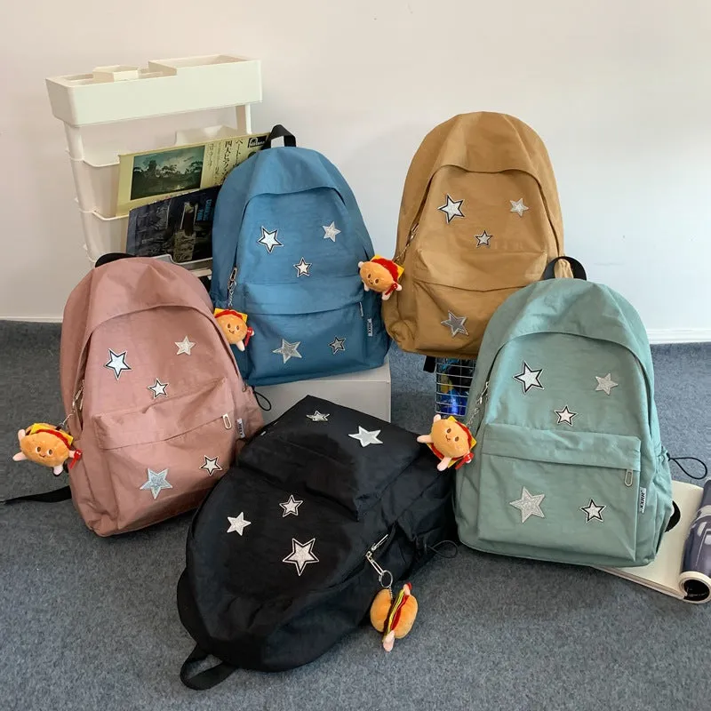 New Japanese Cute Girl Niche Five-Pointed Star Backpack Ins Versatile College Students Bag Female High School Backpack