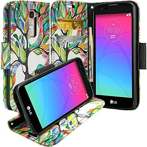 Onetouch Evolve 2 Case, Wrist Strap Flip Fold [Kickstand Feature] Pu Leather Wallet Case with ID & Credit Card Slots For Alcatel Onetouch Evolve 2 - Colorful Tree