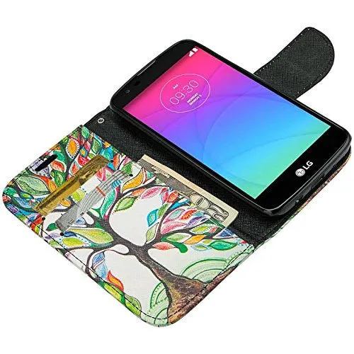 Onetouch Evolve 2 Case, Wrist Strap Flip Fold [Kickstand Feature] Pu Leather Wallet Case with ID & Credit Card Slots For Alcatel Onetouch Evolve 2 - Colorful Tree