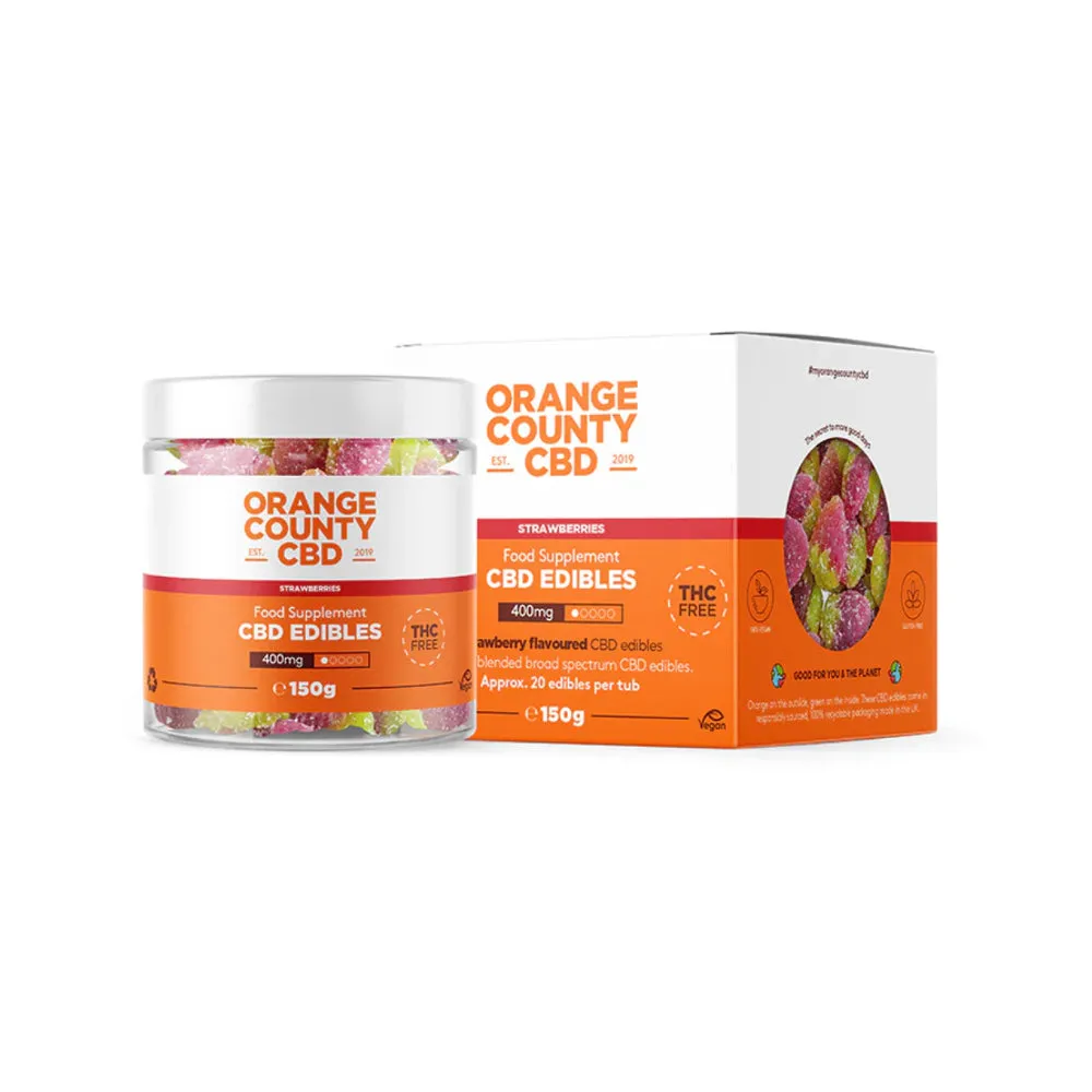 Orange County CBD - Gummy Strawberries - Small Tub 150g