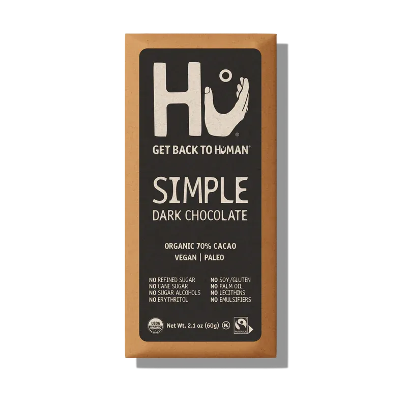 Organic 70% Cacao Simple Dark Chocolate by Hu, 60g