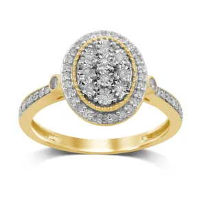 Oval Halo Ring with 1/5ct of Diamonds in 9ct Yellow Gold