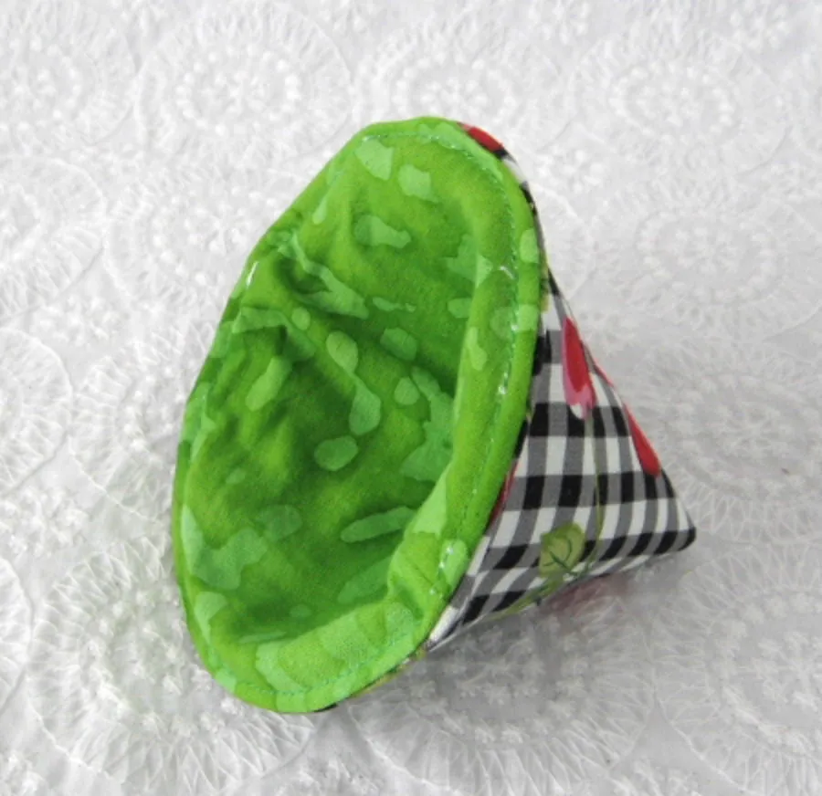 Padded Lid Knob Holder Cherries Teapot Lid Holder Green Marble Inside