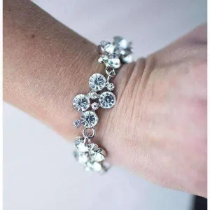 Paparazzi Old Hollywood Brilliant White Rhinestones Silver Classic Bracelet