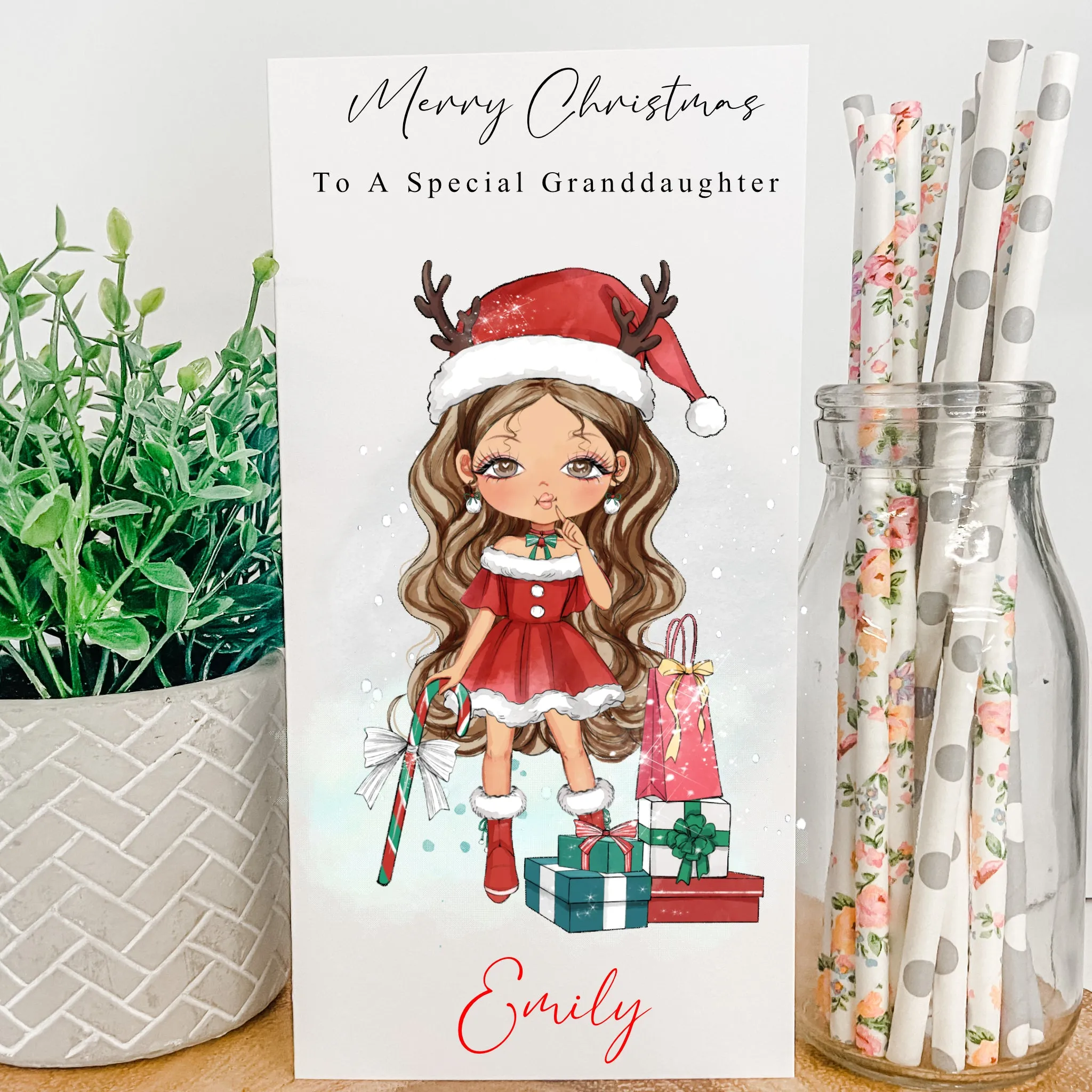 Personalised Christmas Card Money Gift Wallet Girl Daughter Granddaughter Niece