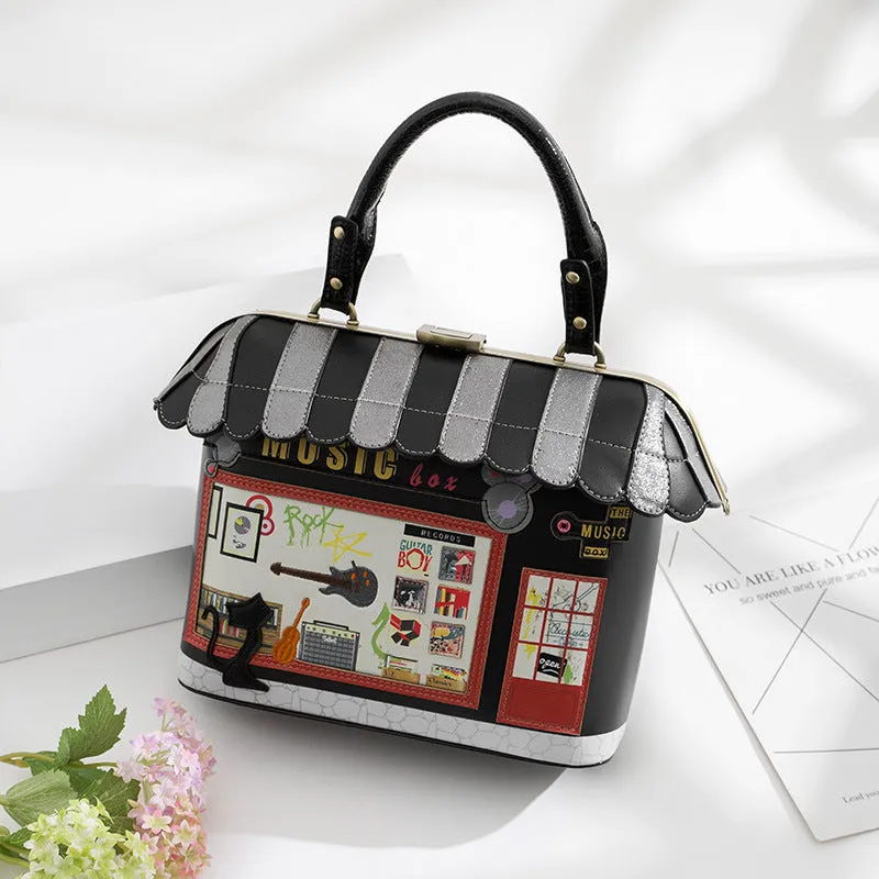 Printed small house handbag for women