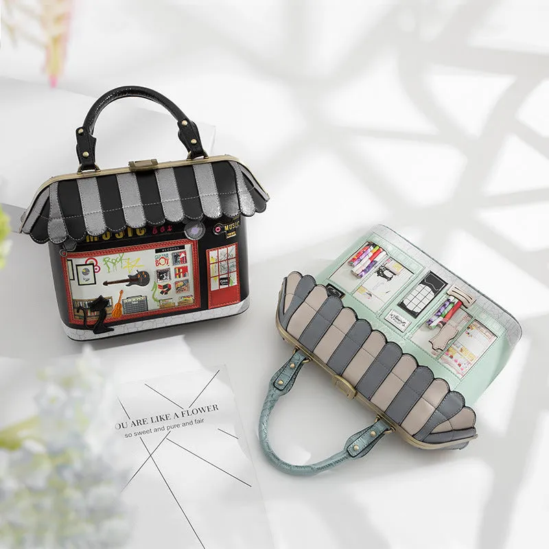 Printed small house handbag for women