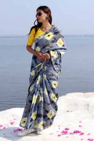 "Gray Martini" Bandhni Chanderi Saree