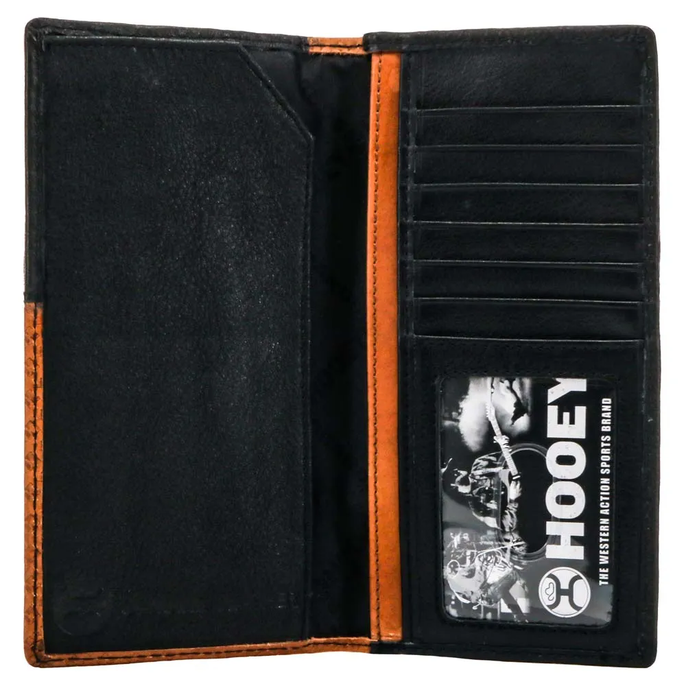 "Hands Up Basket Weave" Rodeo Hooey Wallet Brown w/Black Leather