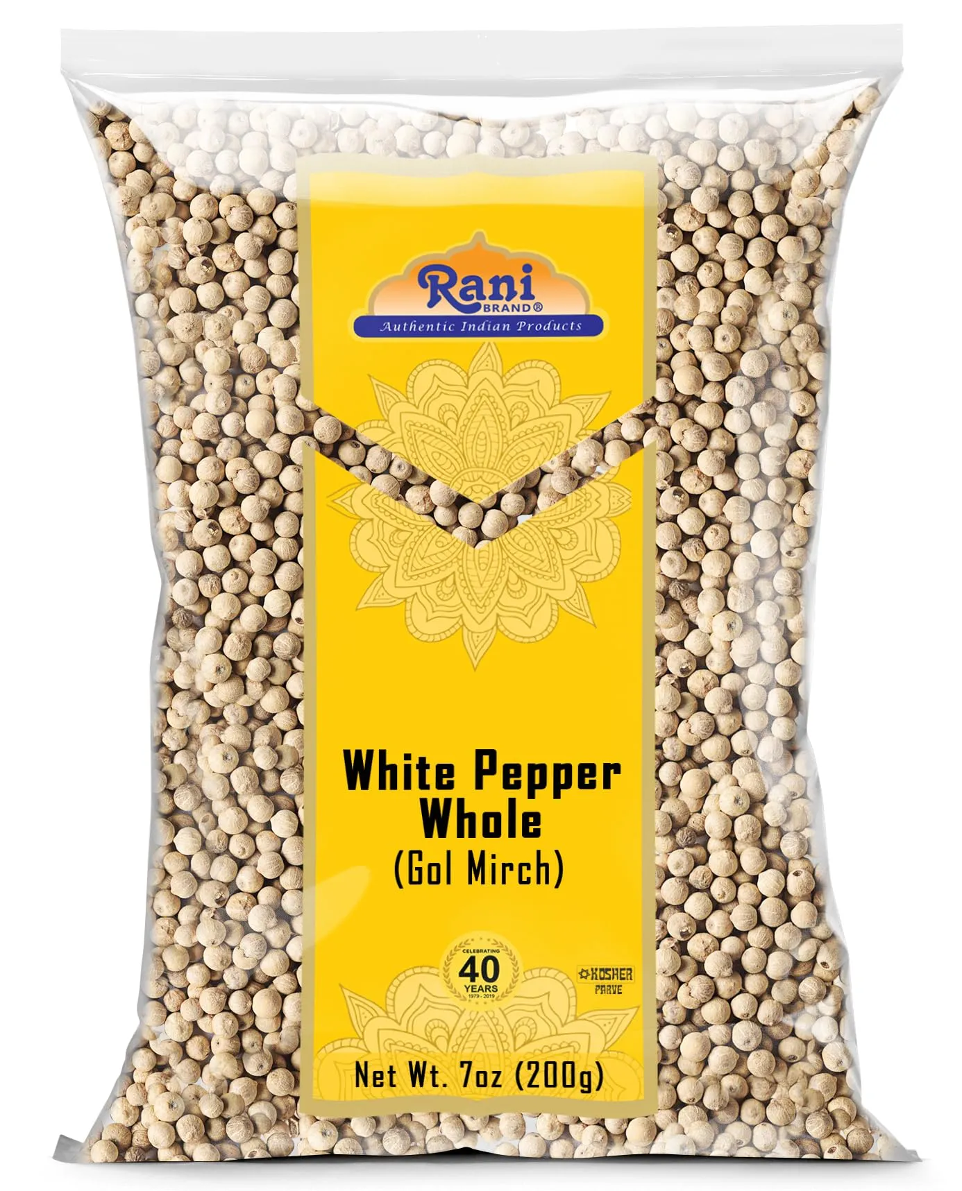 Rani White Pepper (GOL Mirch), Whole Spice 7oz (200g) ~ All Natural | Vegan | Gluten Friendly| Non-GMO | Indian Origin