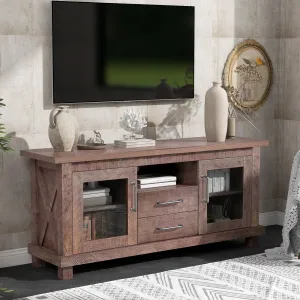 Retro Industrial Vintage TV Stand with Open Style Shelves