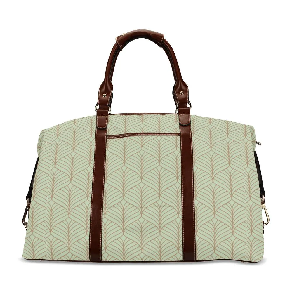 Retro mint green Travel Bag, Art Deco Bag, Mint Green Art Deco Print Bag, Mint Green Duffel Bag, Green weekender Bag, 40s inspired bag