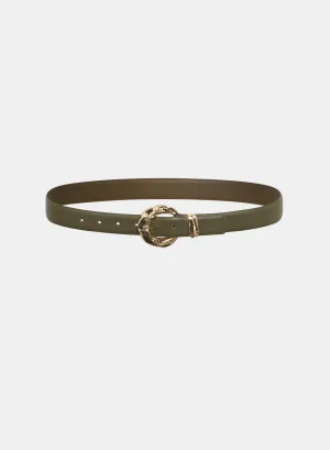 Rippled Buckle Vegan Leather Belt