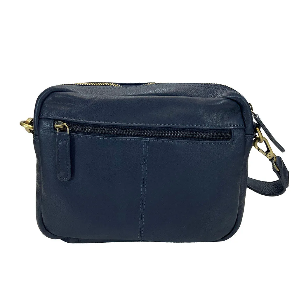 Rowallan Leather Cross Body Bag - Style: 31-295303- Navy