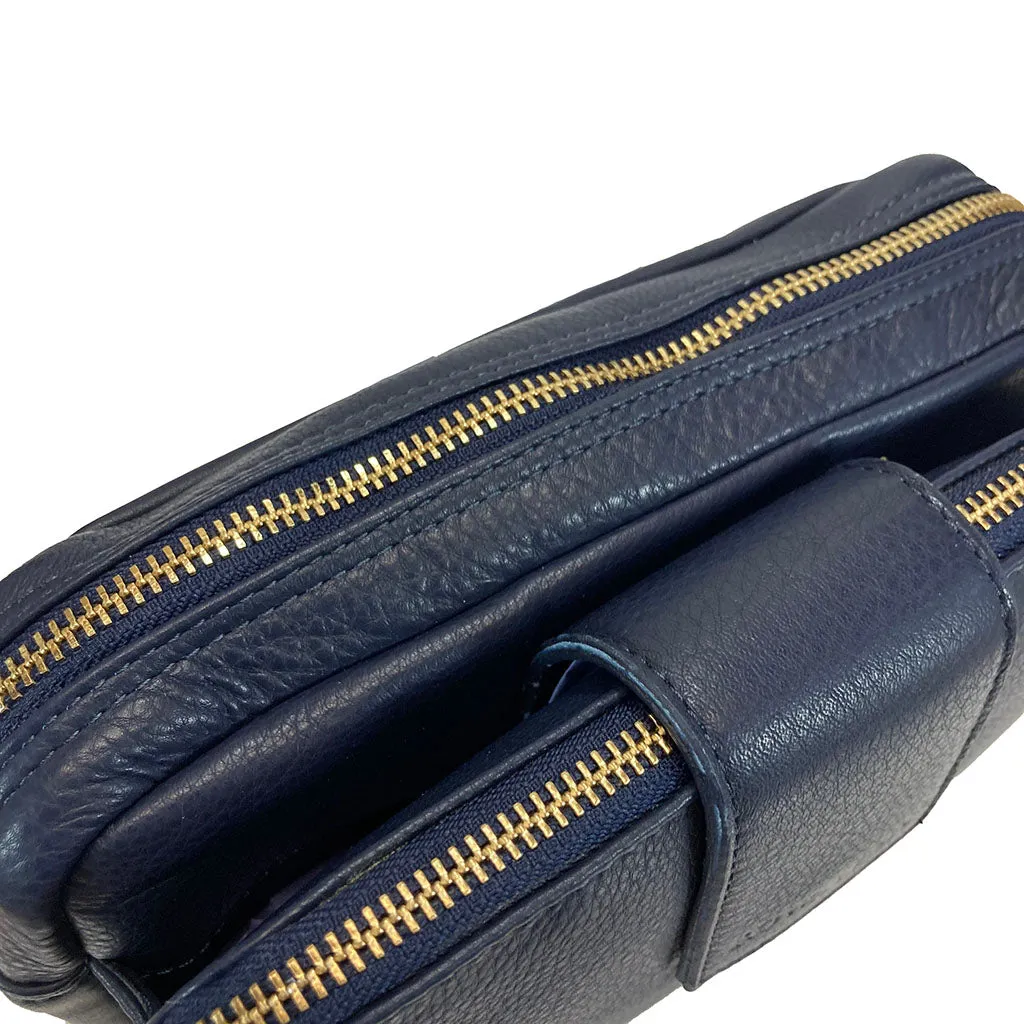 Rowallan Leather Cross Body Bag - Style: 31-295303- Navy