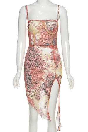 sexy bag hip slim printed dress