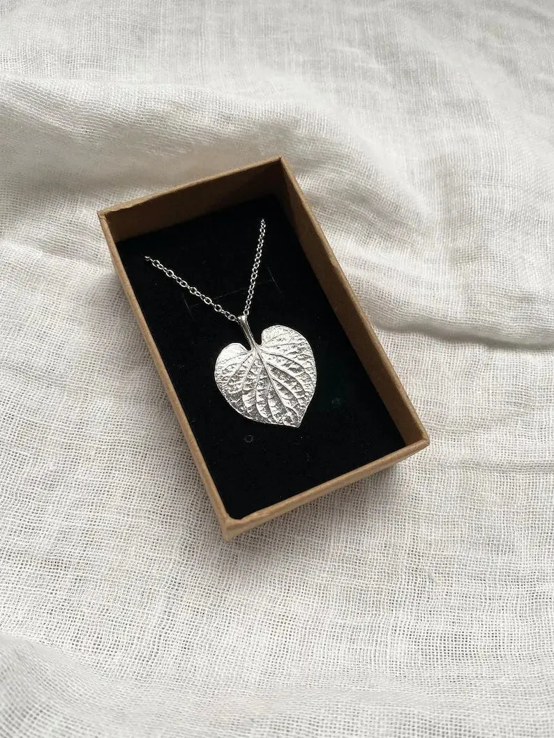 Silver heart leaf pendant by Earth Fire Jewellery