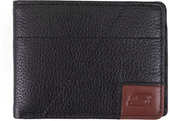 Skechers Men's Passcase RFID Leather Wallet with Flip Pocket