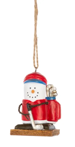 Smores Golf Ornament with Golf Club & Golf Bag