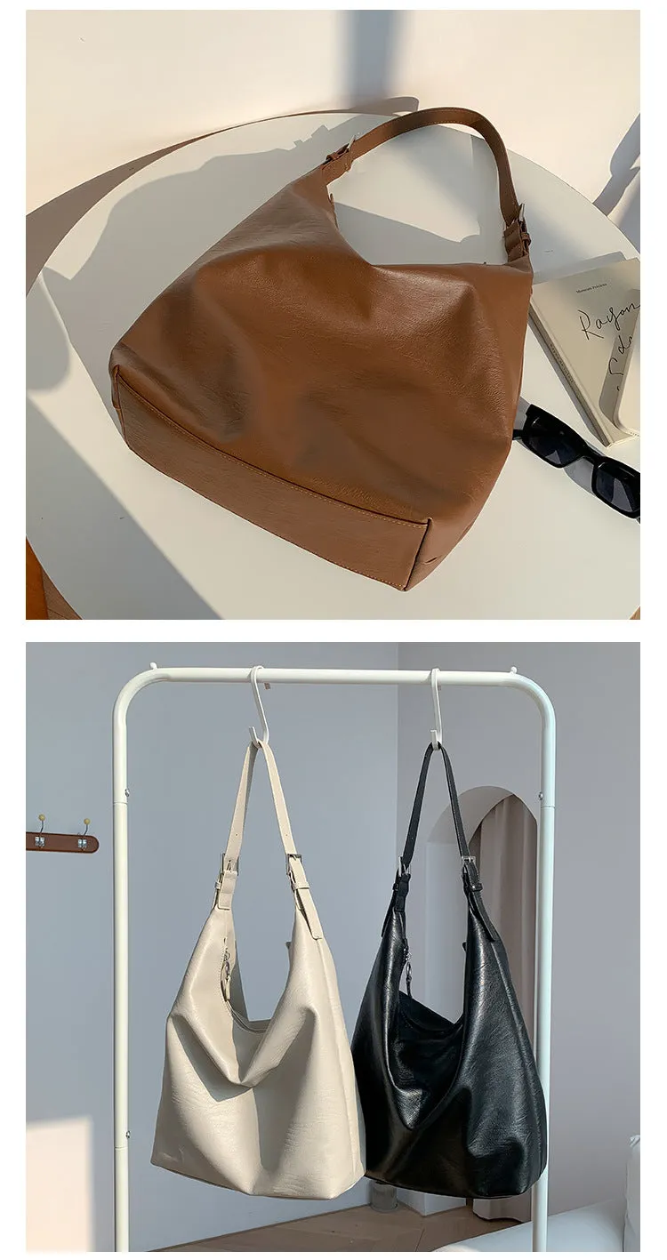 Soft Leather Tote Bag Niche Large Capacity Underarm Bag