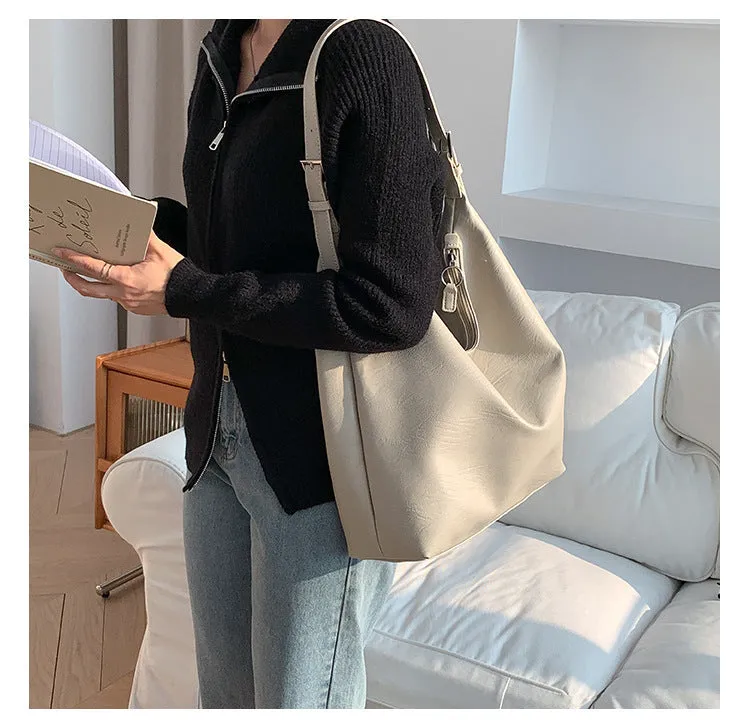 Soft Leather Tote Bag Niche Large Capacity Underarm Bag