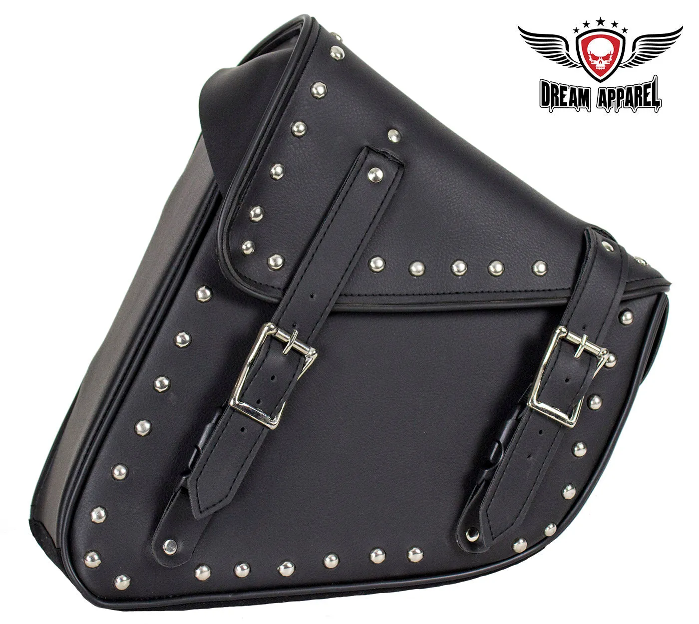 Studded Black PVC Solo Swing Arm Bag - Left Side