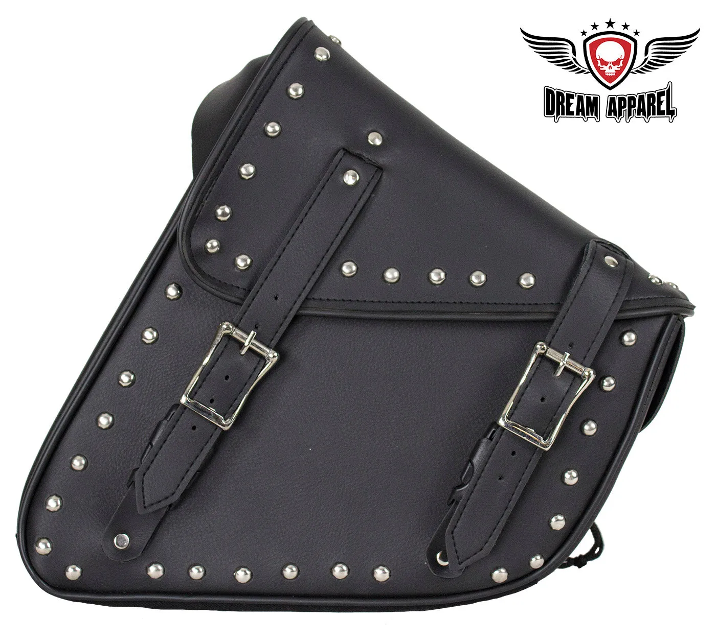 Studded Black PVC Solo Swing Arm Bag - Left Side